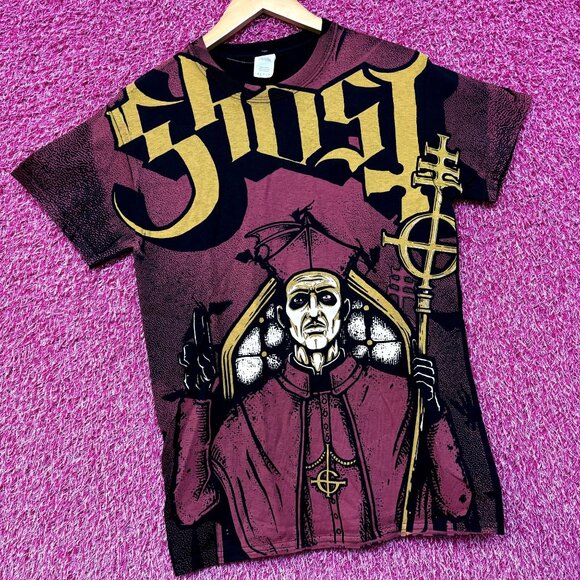 Ghost Cardinal Copia Blood Cassock Prequelle All Over Front Heavy Metal Tee S - Picture 3 of 4